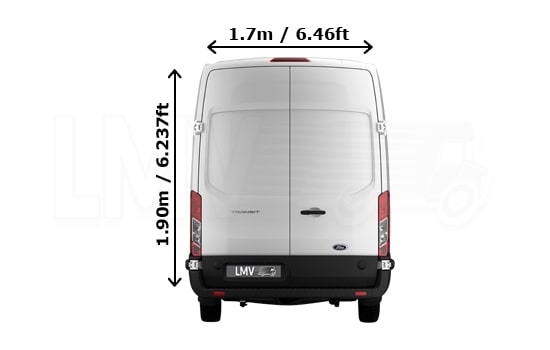Extra Large Van with Man in London - Back View Dimension