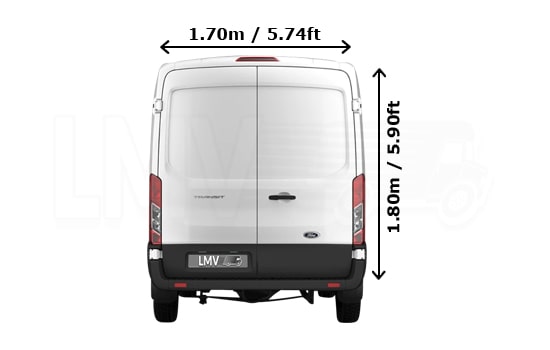 Large Van with Man in London - Back View Dimension