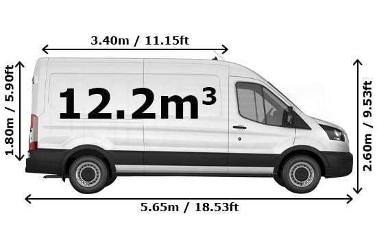 Large Van with Man in London - Side View Dimension